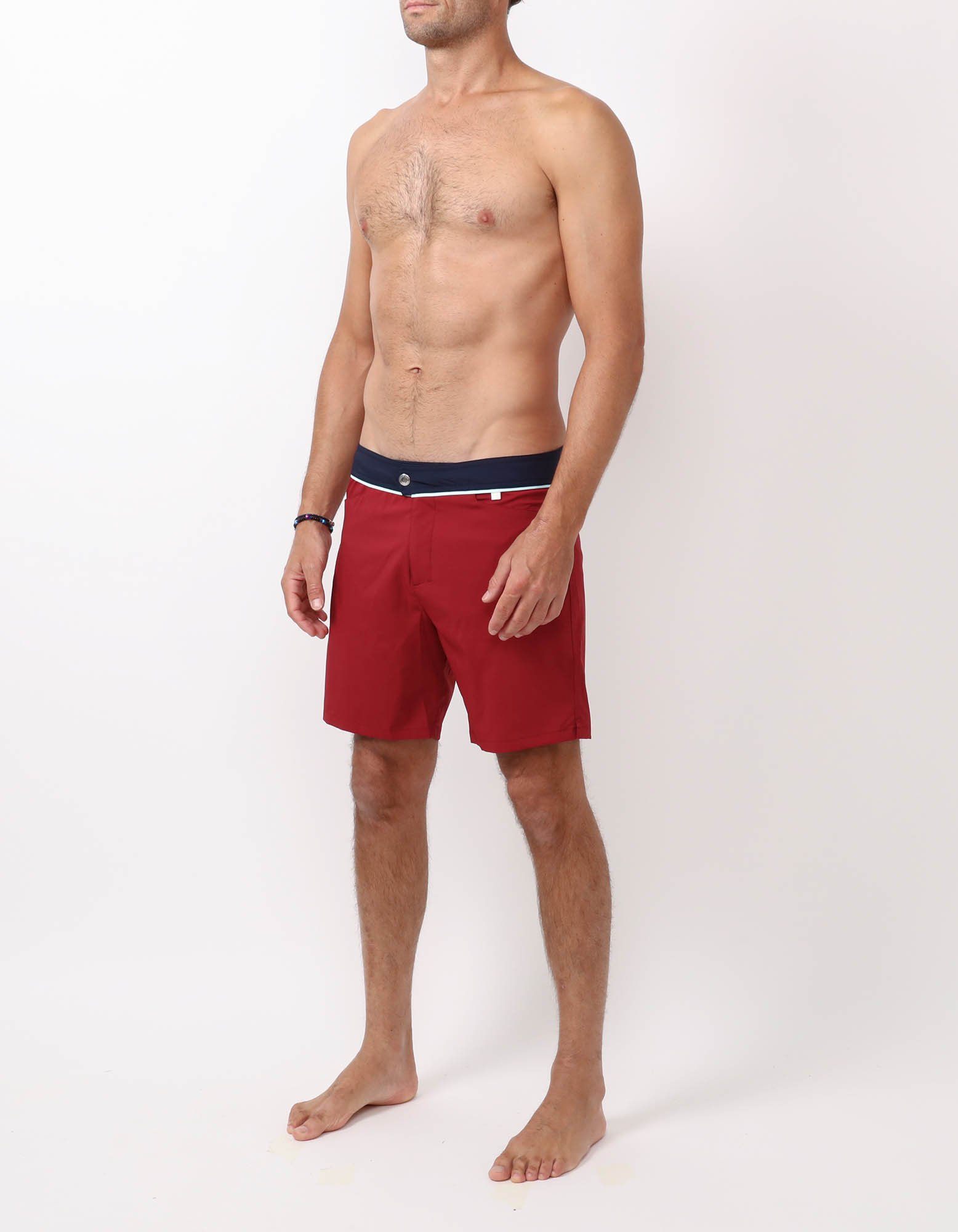 Barth4 - 01. Bordo & Navy Swim Shorts - Barth4 MACKEENE 