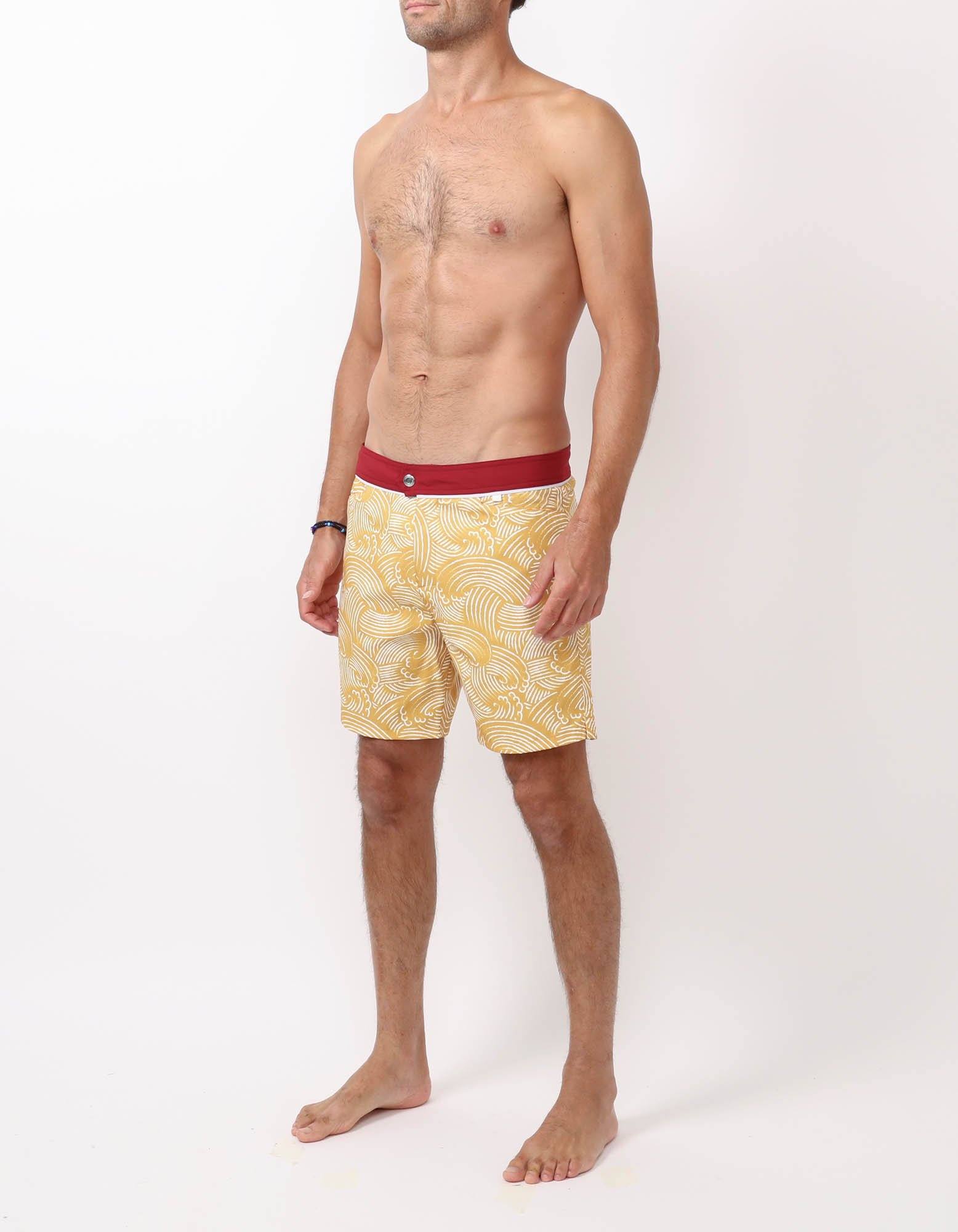 Barth4 - P11. Windy Mustard & Navy Swim Shorts - Barth4 MACKEENE 