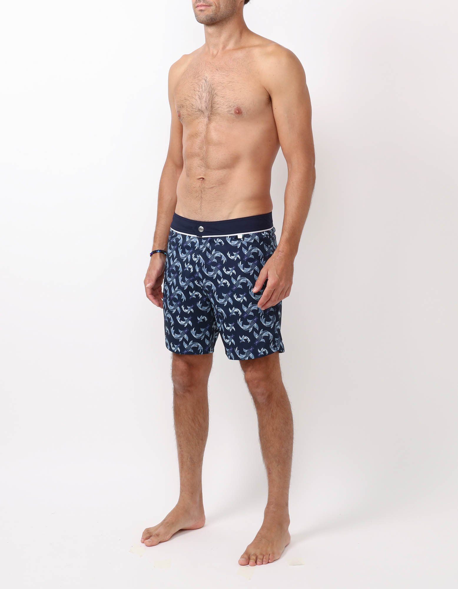 Barth4 - P13. Fish Navy & Bordo Swim Shorts - Barth4 MACKEENE 